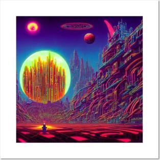 Glowing Mysterious Astral City Posters and Art